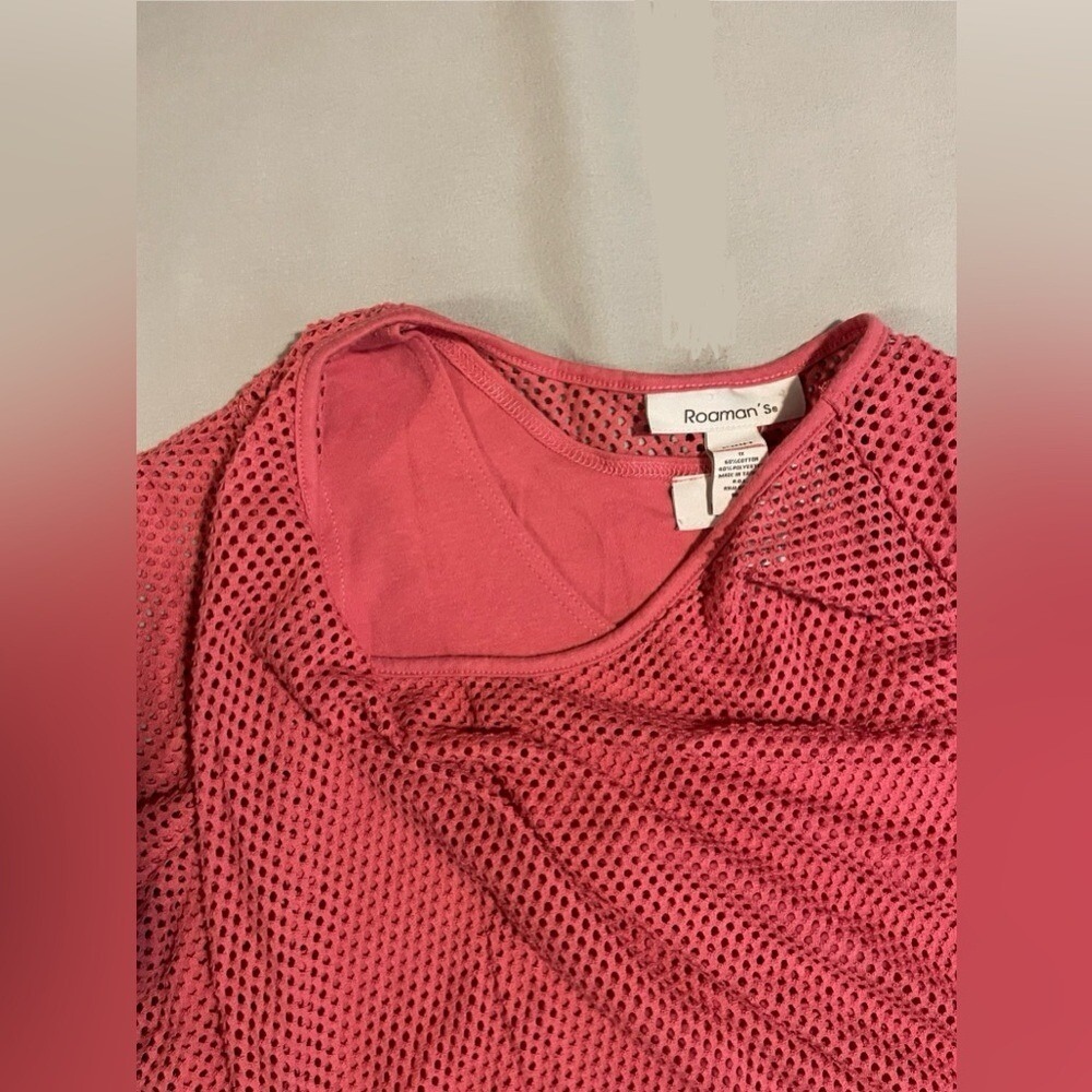 Roaman's Pink Tank Top & See Through Mesh Netted Cover Shirt Women's Size 1X - Picture 4 of 8